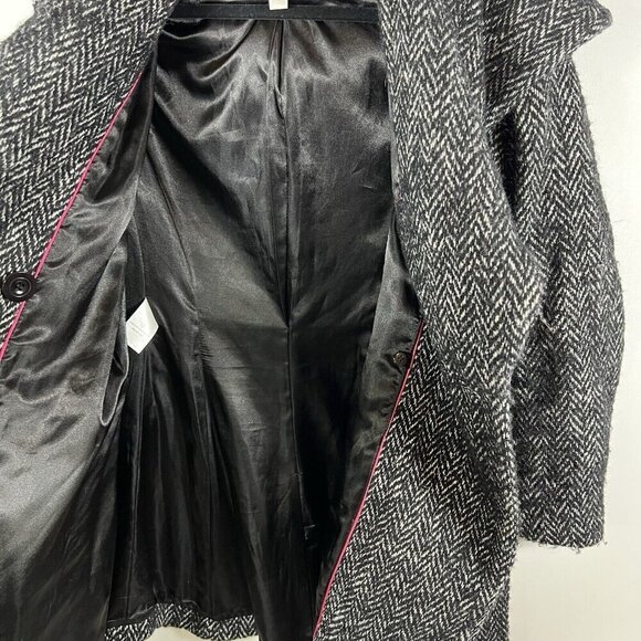 TRINA TURK WOOL BLEND button FRONT HERRINGBONE JACKET SIZE 12 MODERN Hooded Belt - Picture 8 of 11